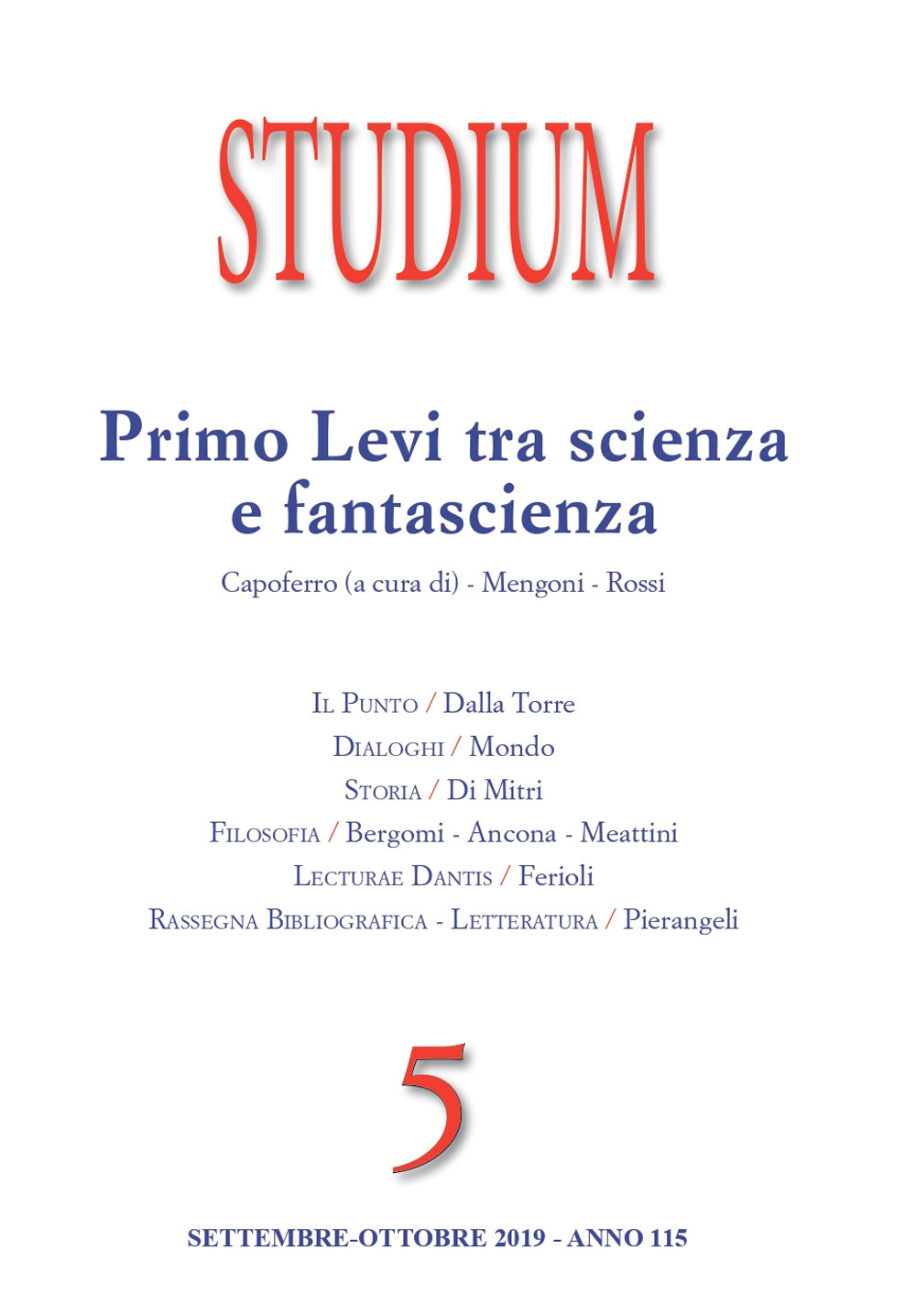 Studium (2019). Vol. 5: Primo Levi tra scienza e fantascienza