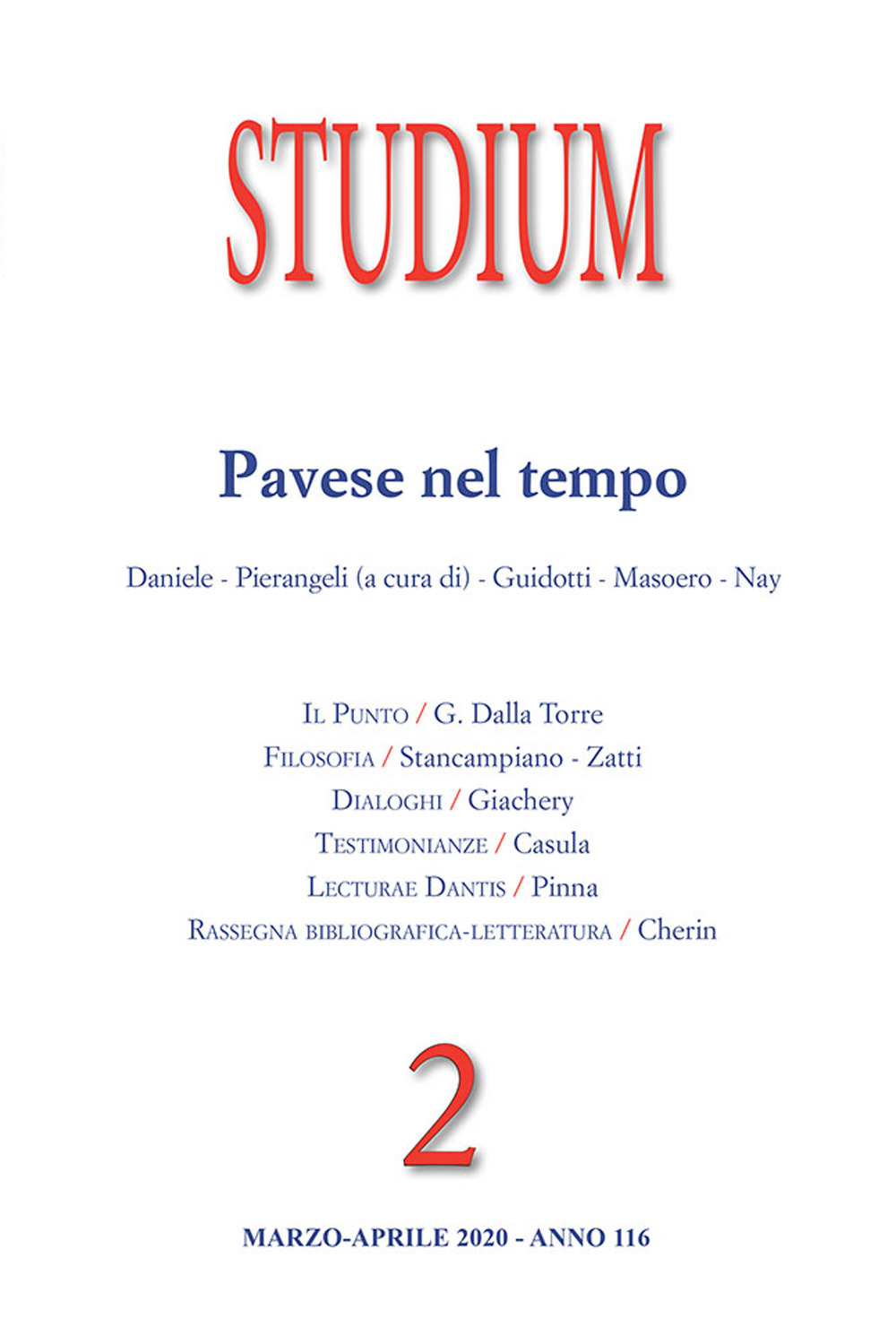 Studium (2020). Vol. 2: Pavese nel tempo