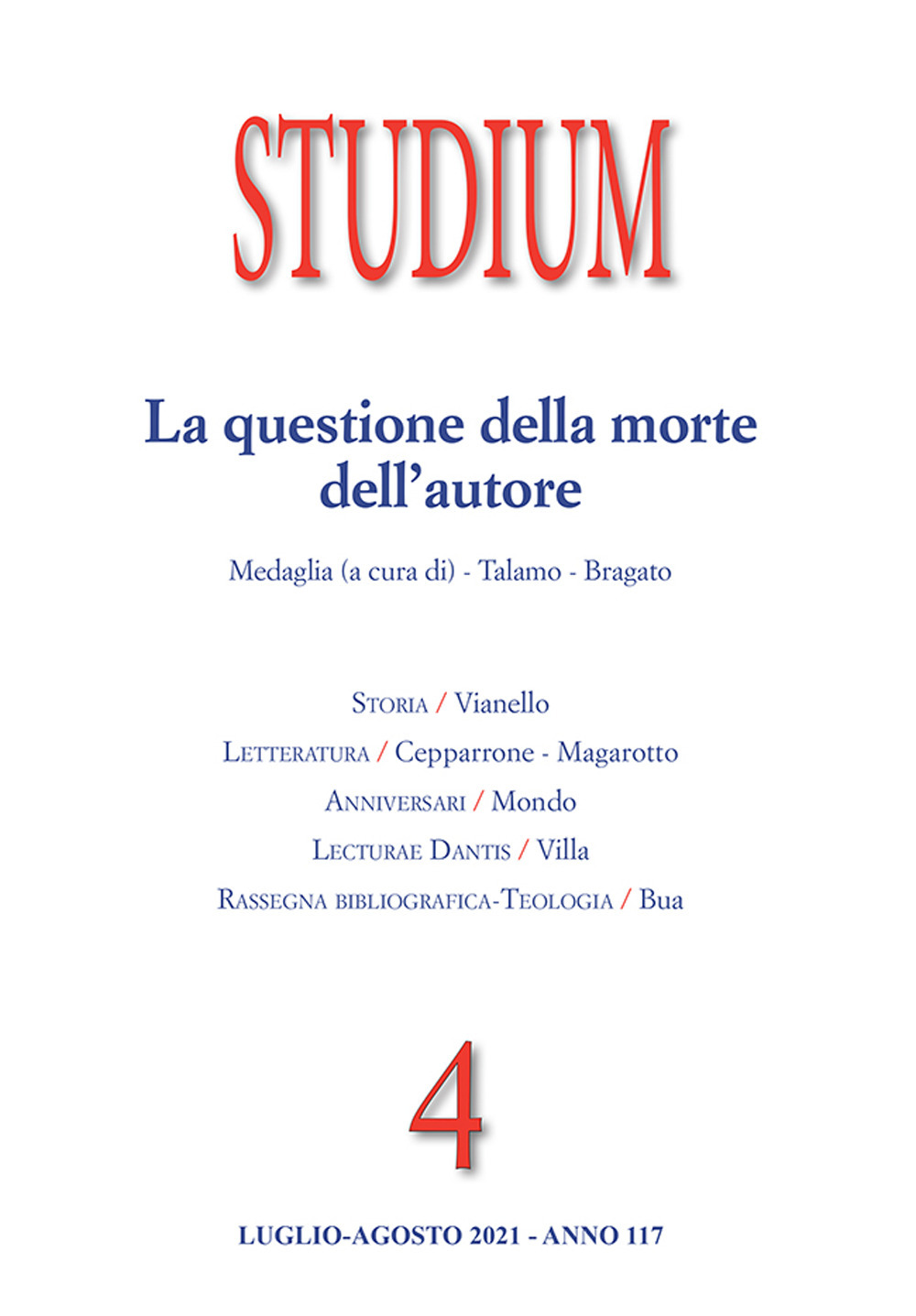 Studium (2021). Vol. 4: La questione della morte dell'autore