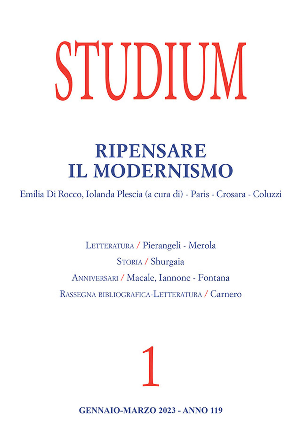 Studium (2023). Vol. 1: Ripensare il modernismo