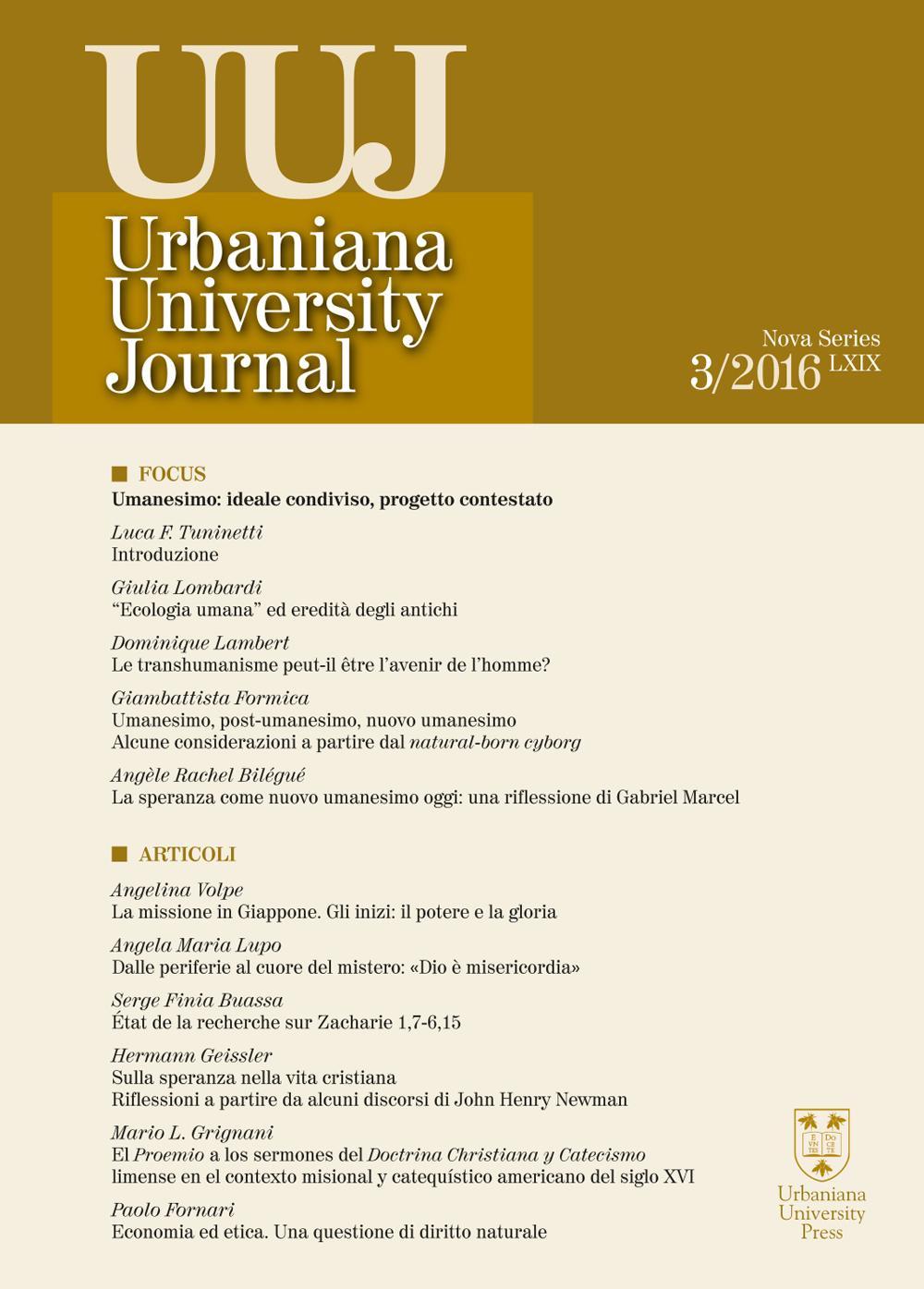 Urbaniana University Journal. Euntes Docete (2013). Ediz. integrale. Vol. 3: Focus. Umanesimo: ideale condiviso, progetto contestato 