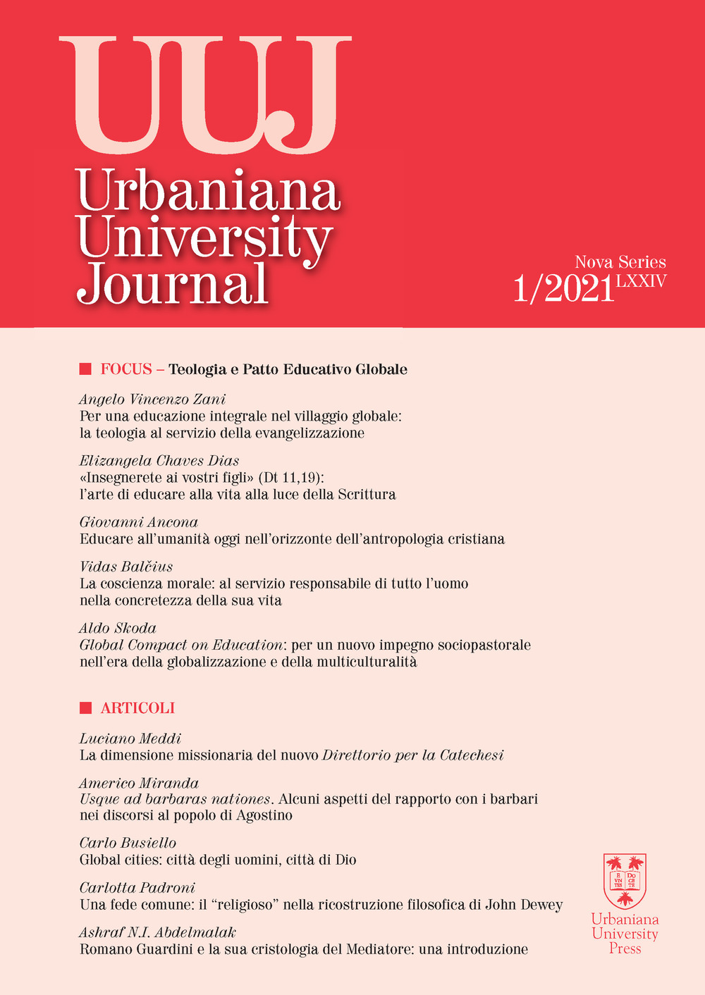 Urbaniana University Journal. Euntes Docete (2021). Vol. 1: Focus. Teologia e patto educativo globale