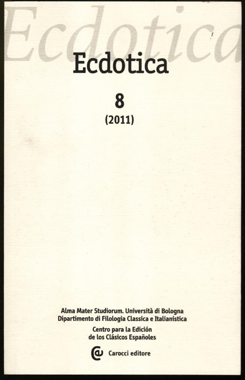 Ecdotica (2011). Vol. 8