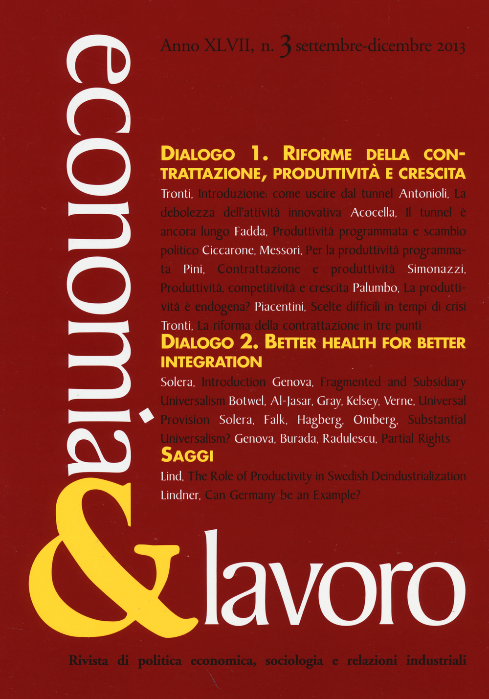 Economia & lavoro (2013). Vol. 3