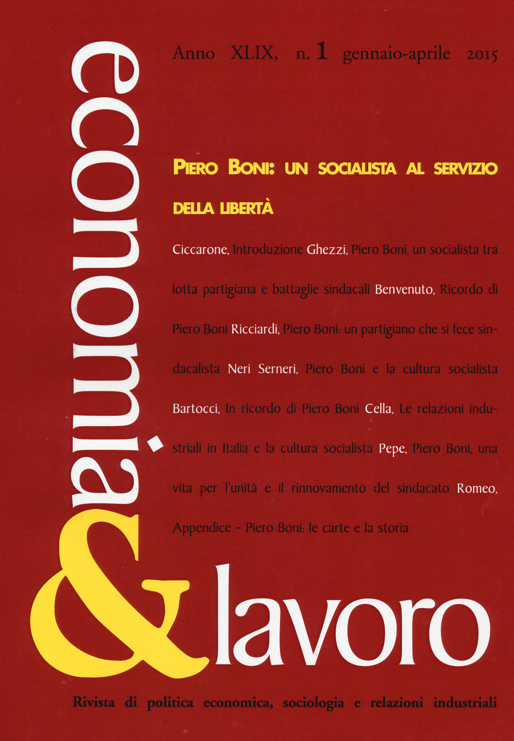 Economia & lavoro (2015). Vol. 1