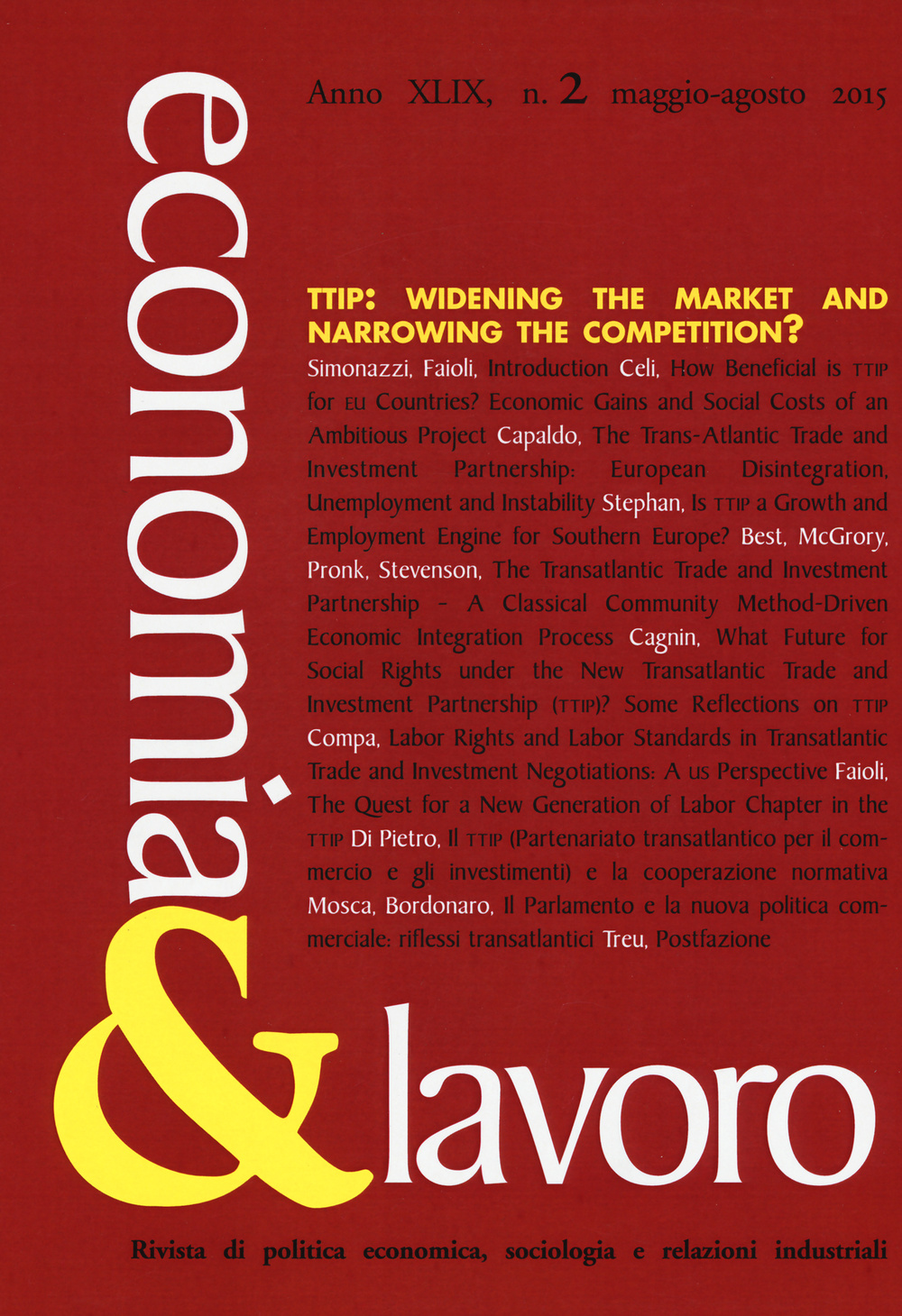 Economia & lavoro (2015). Vol. 2