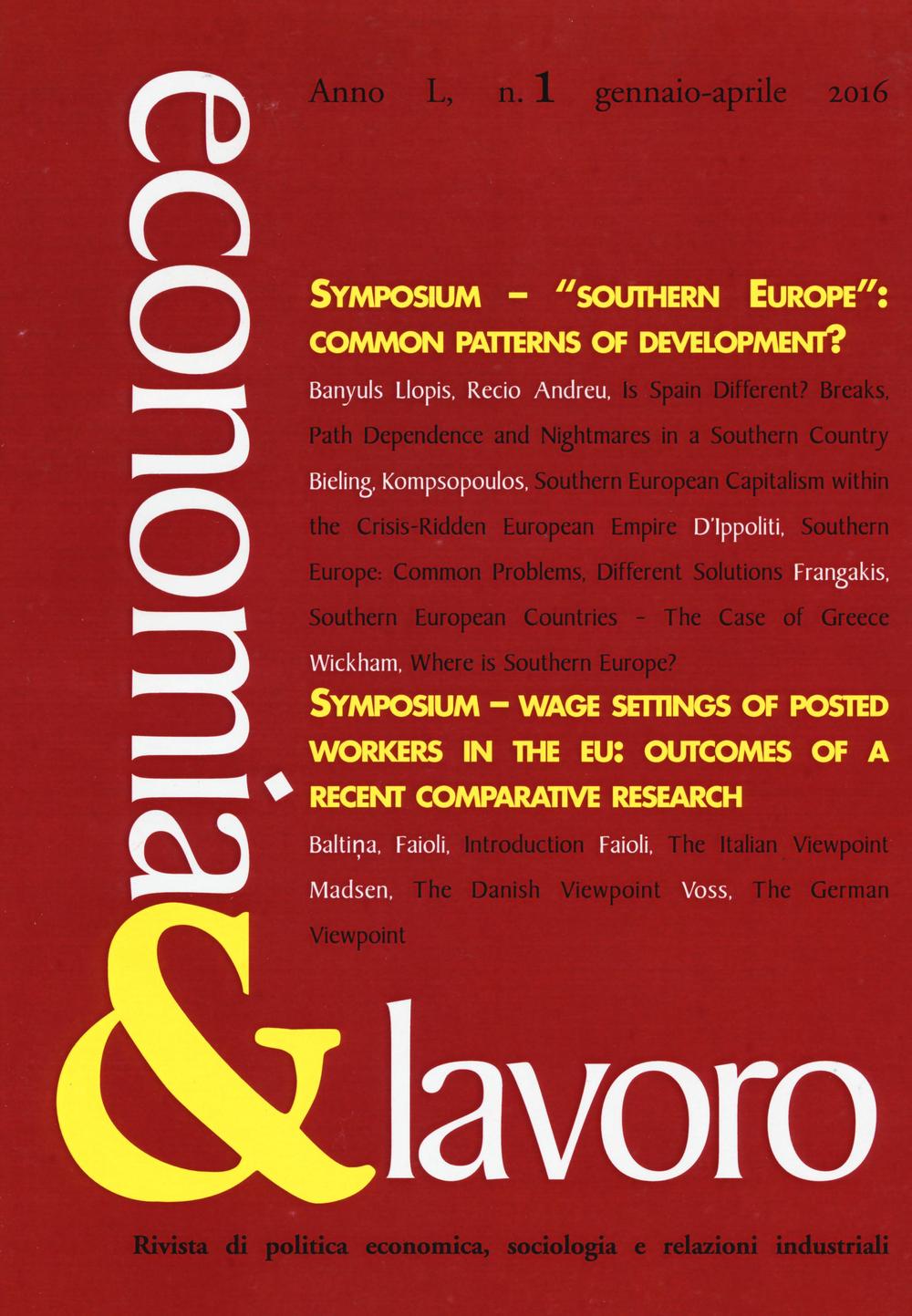 Economia & lavoro (2016). Vol. 1