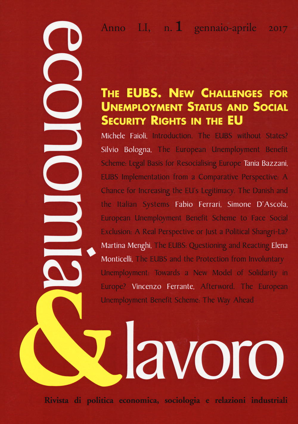 Economia & lavoro (2017). Vol. 1: Gennaio-aprile