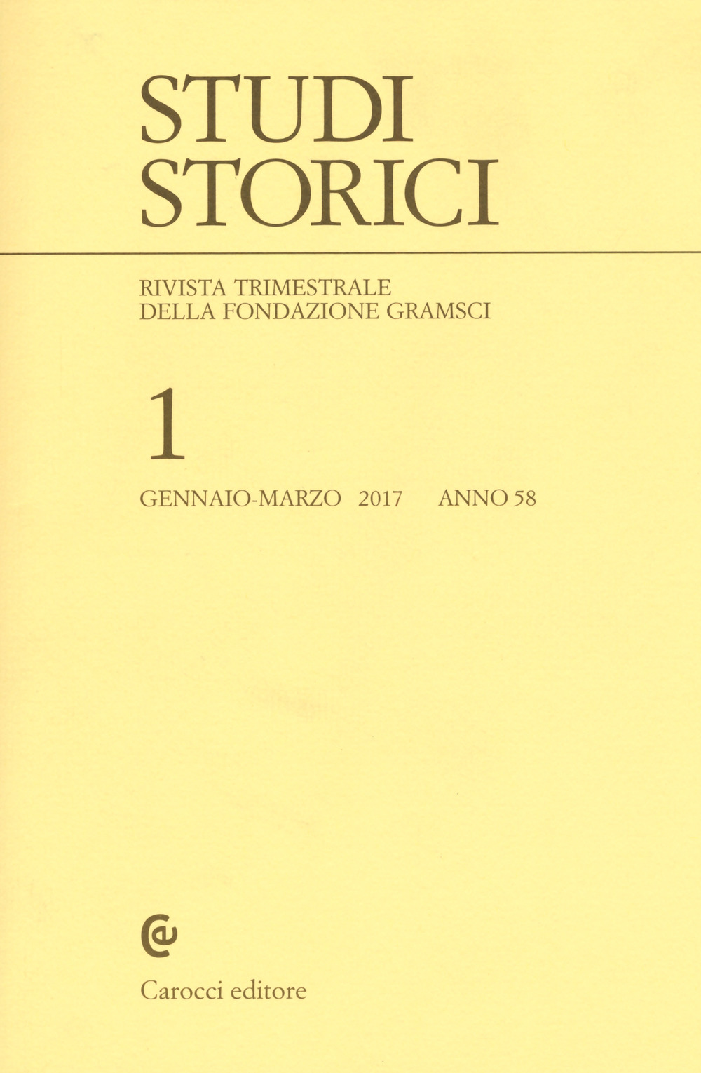Studi storici (2017). Vol. 1