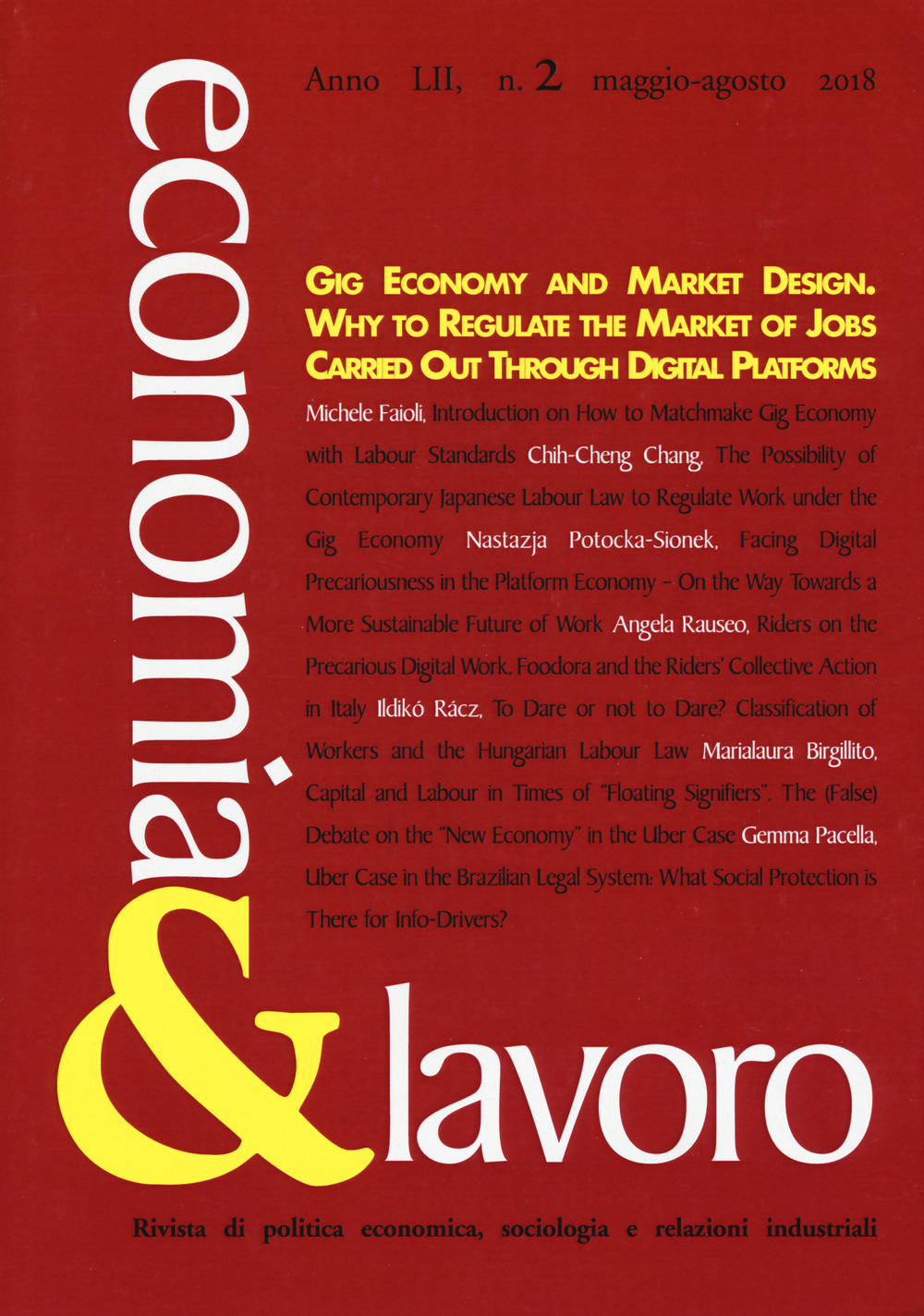 Economia & lavoro (2018). Vol. 2