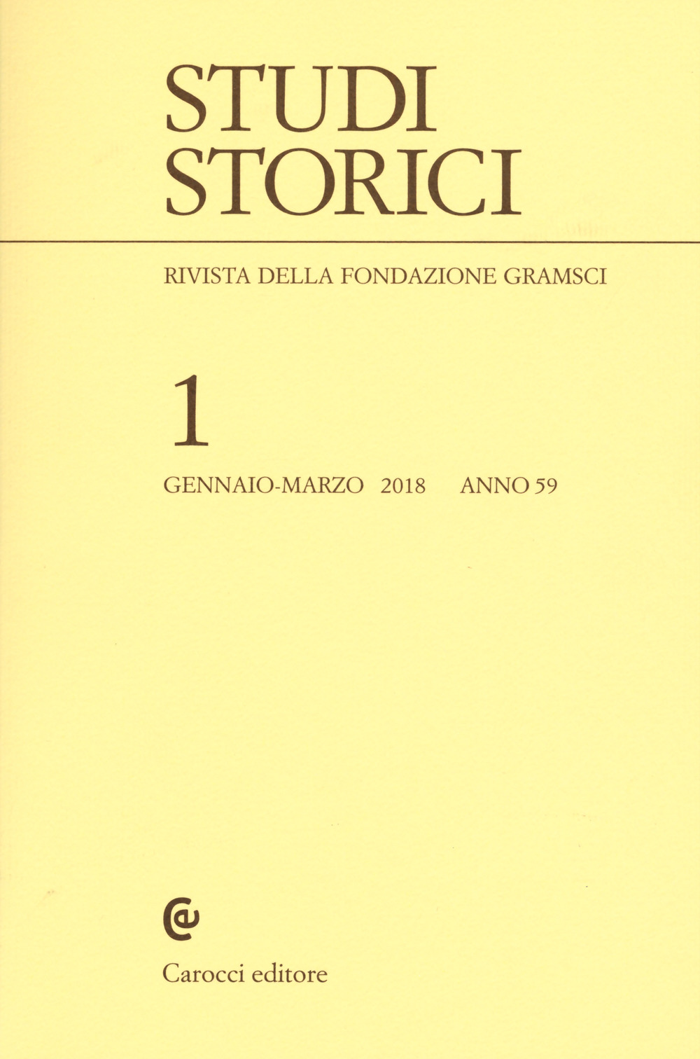 Studi storici (2018). Vol.  1