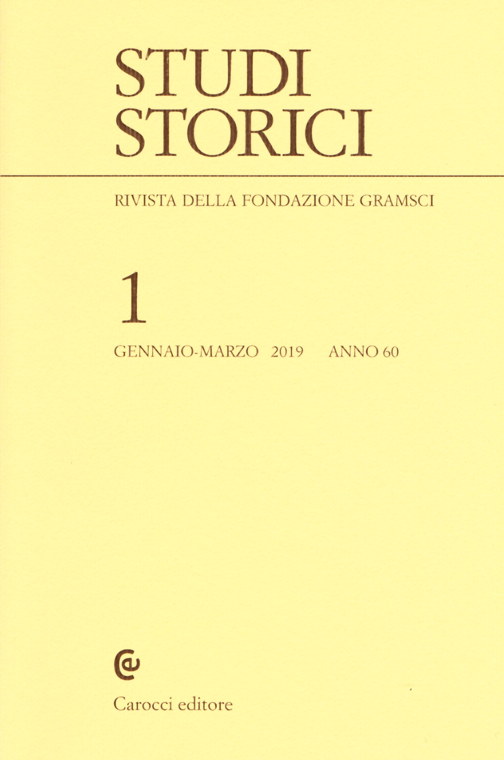 Studi storici (2019). Vol. 1