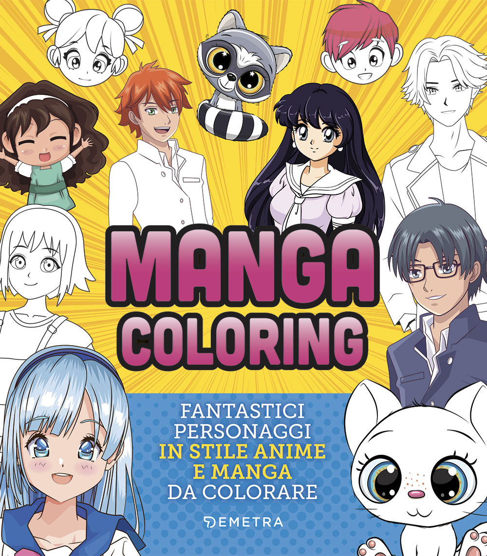 Manga coloring. Fantastici personaggi in stile anime e manga da colorare