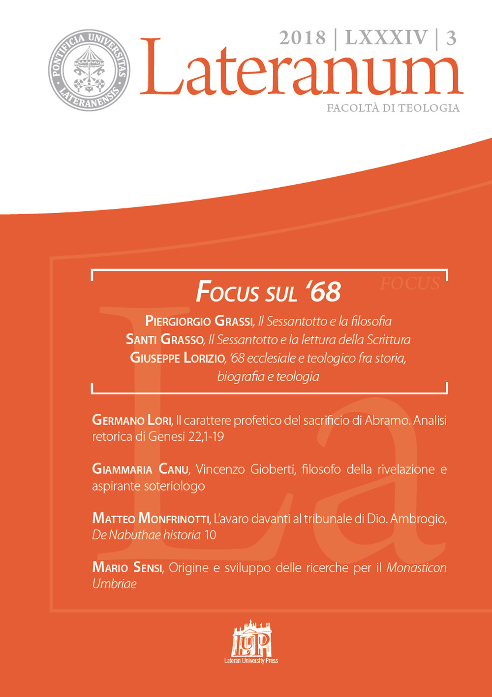 Lateranum (2018). Vol. 3: Focus sul '68