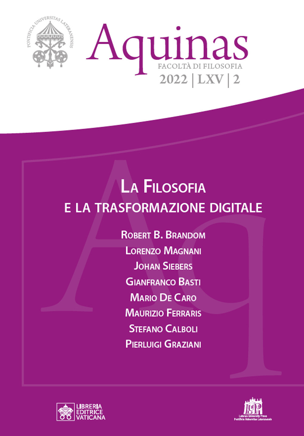 Aquinas. Rivista internazionale di filosofia (2022). Vol. 2: La filosofia e la trasformazione digitale
