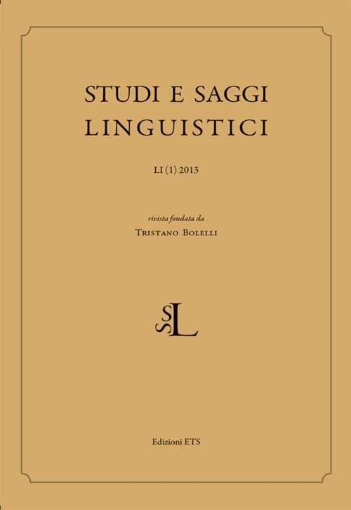 Studi e Saggi Linguistici (2013). Vol. 1