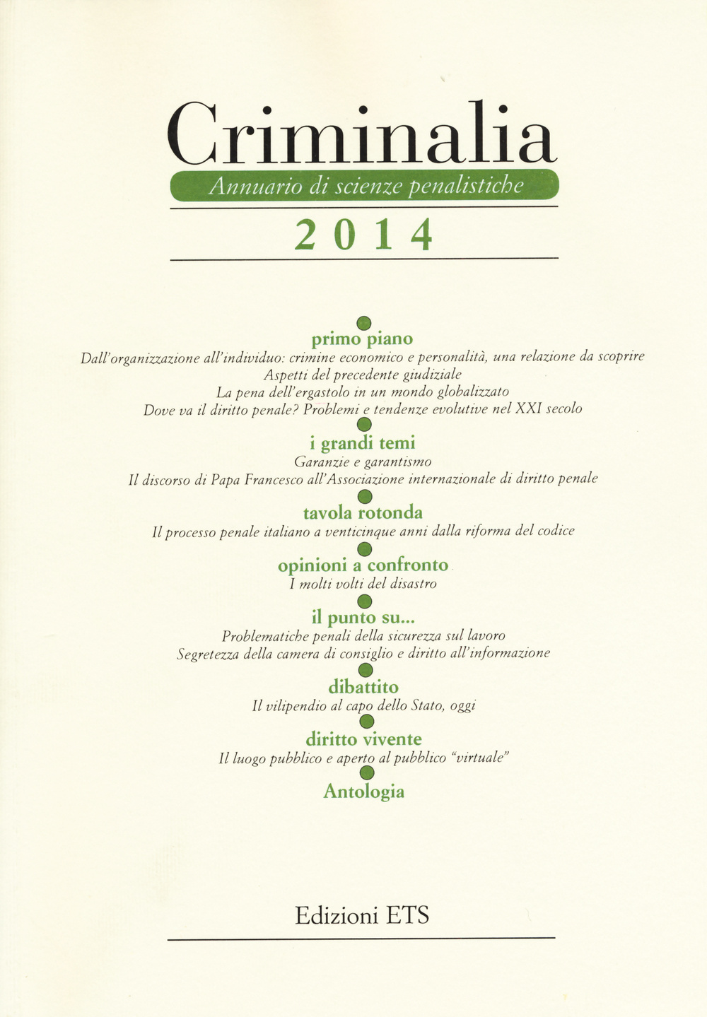Criminalia. Annuario di scienze penalistiche (2014)