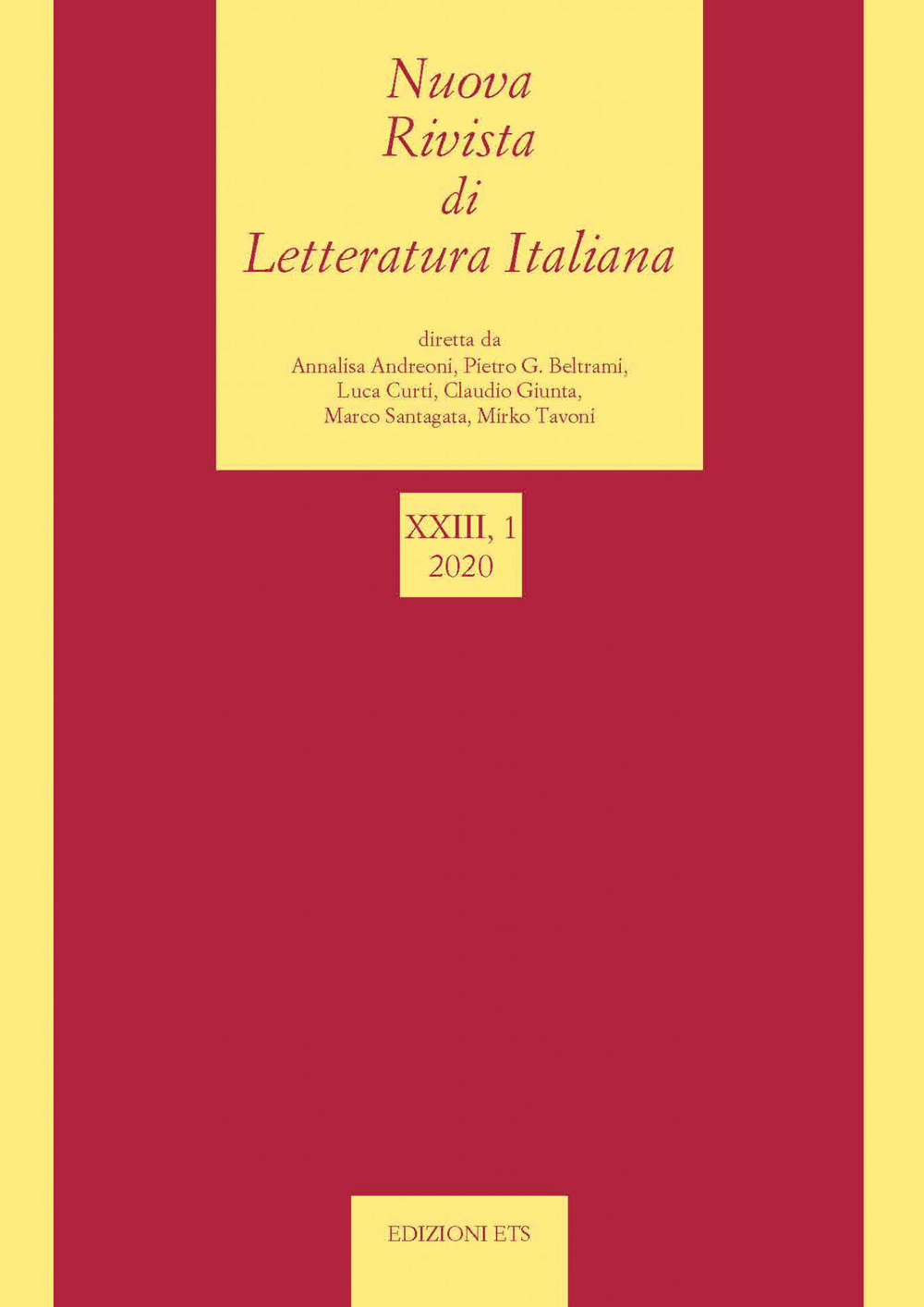 Nuova rivista di letteratura italiana (2020). Vol. 1