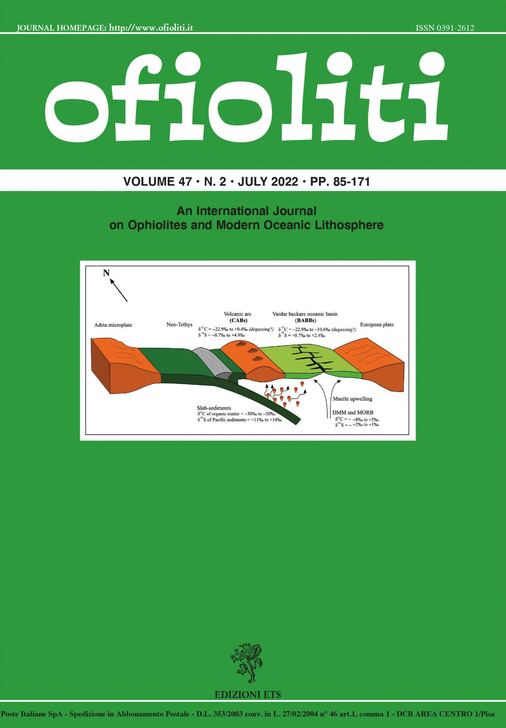 Ofioliti. An international journal on ophiolites and modern oceanic lithosphere (2022). Vol. 47/2