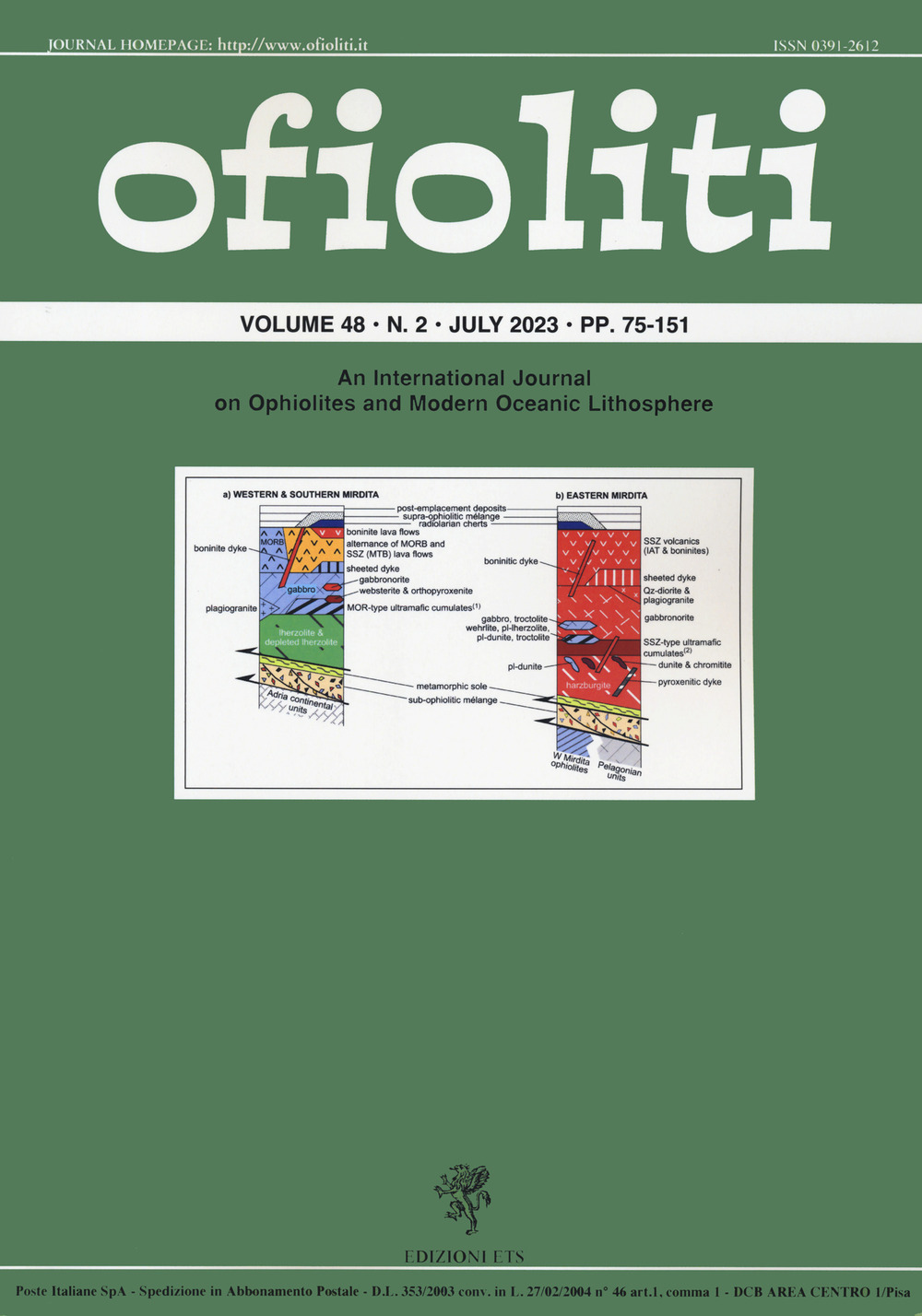 Ofioliti. An international journal on ophiolites and modern oceanic lithosphere (2023). Vol. 48/2