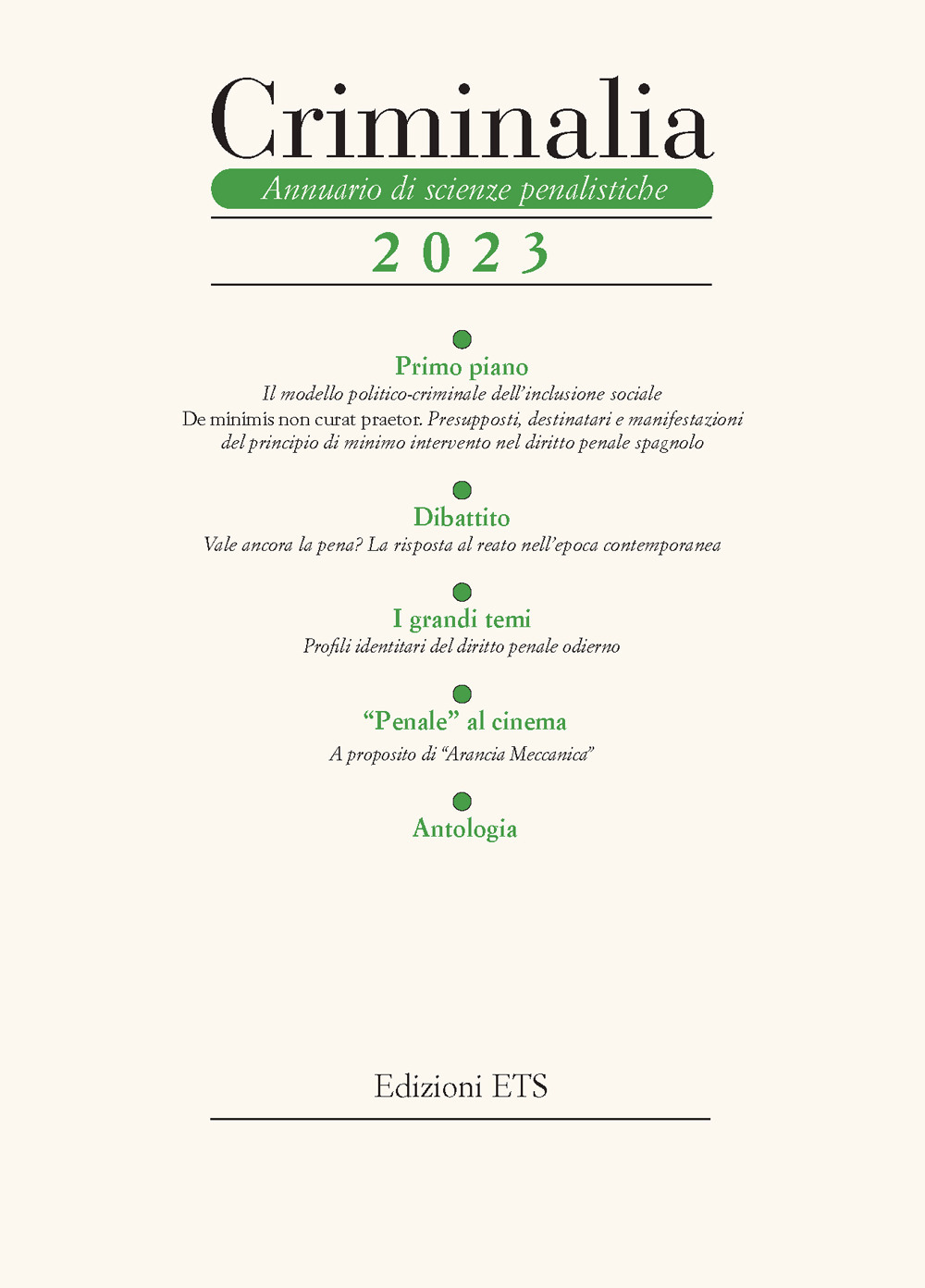 Criminalia. Annuario di scienze penalistiche (2023)