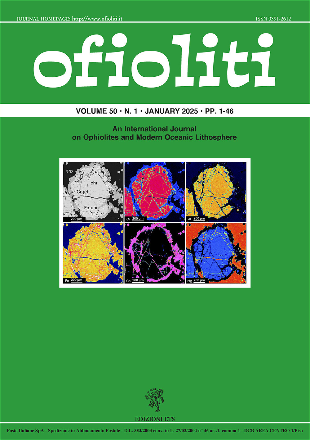 Ofioliti. An international journal on ophiolites and modern oceanic lithosphere (2025). Vol. 50/1