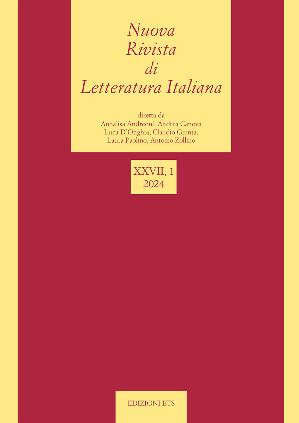 Nuova rivista di letteratura italiana (2024). Vol. 1