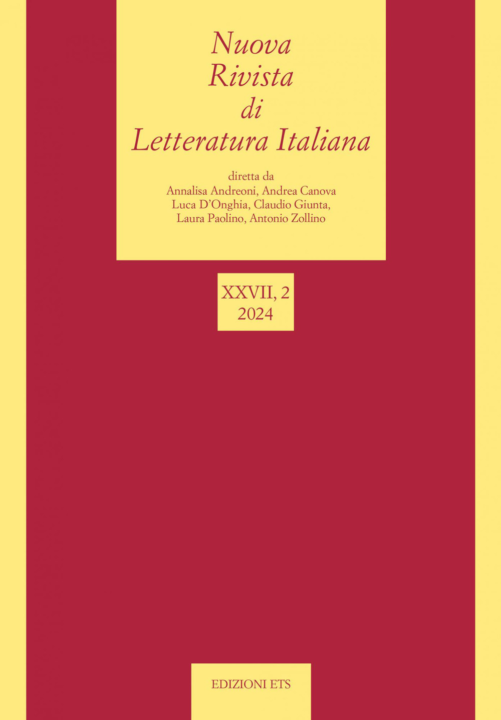 Nuova rivista di letteratura italiana (2024). Vol. 2