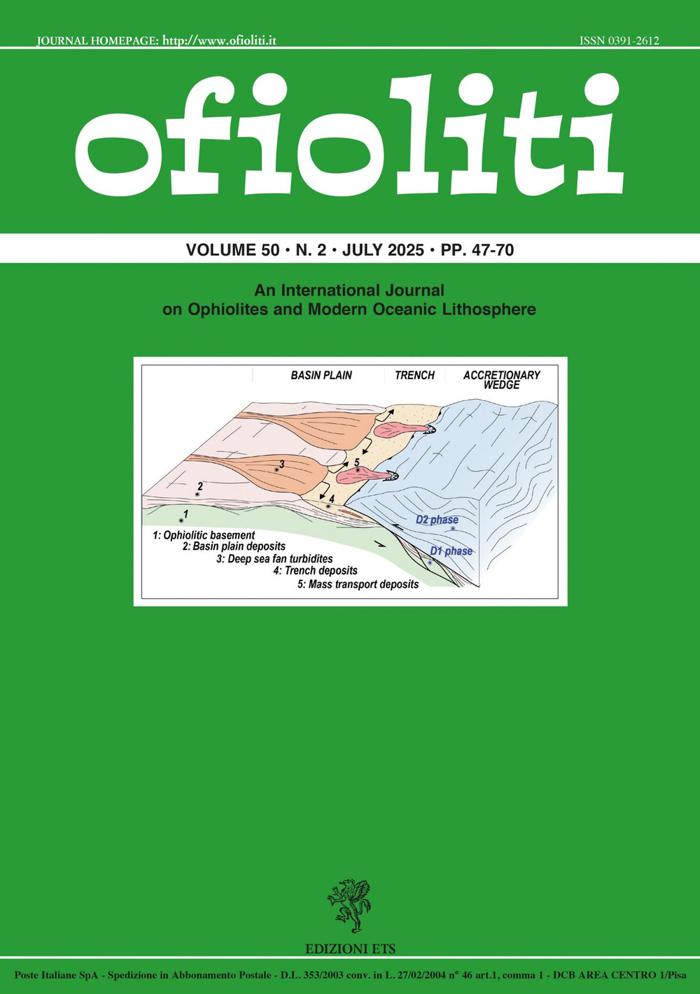 Ofioliti. An international journal on ophiolites and modern oceanic lithosphere (2025). Vol. 50/2