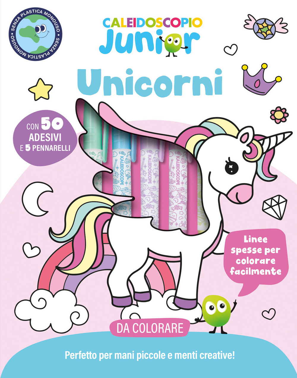 Caleidoscopio junior. Unicorni. Ediz. illustrata. Con 5 pennarelli colorati. Con Adesivi