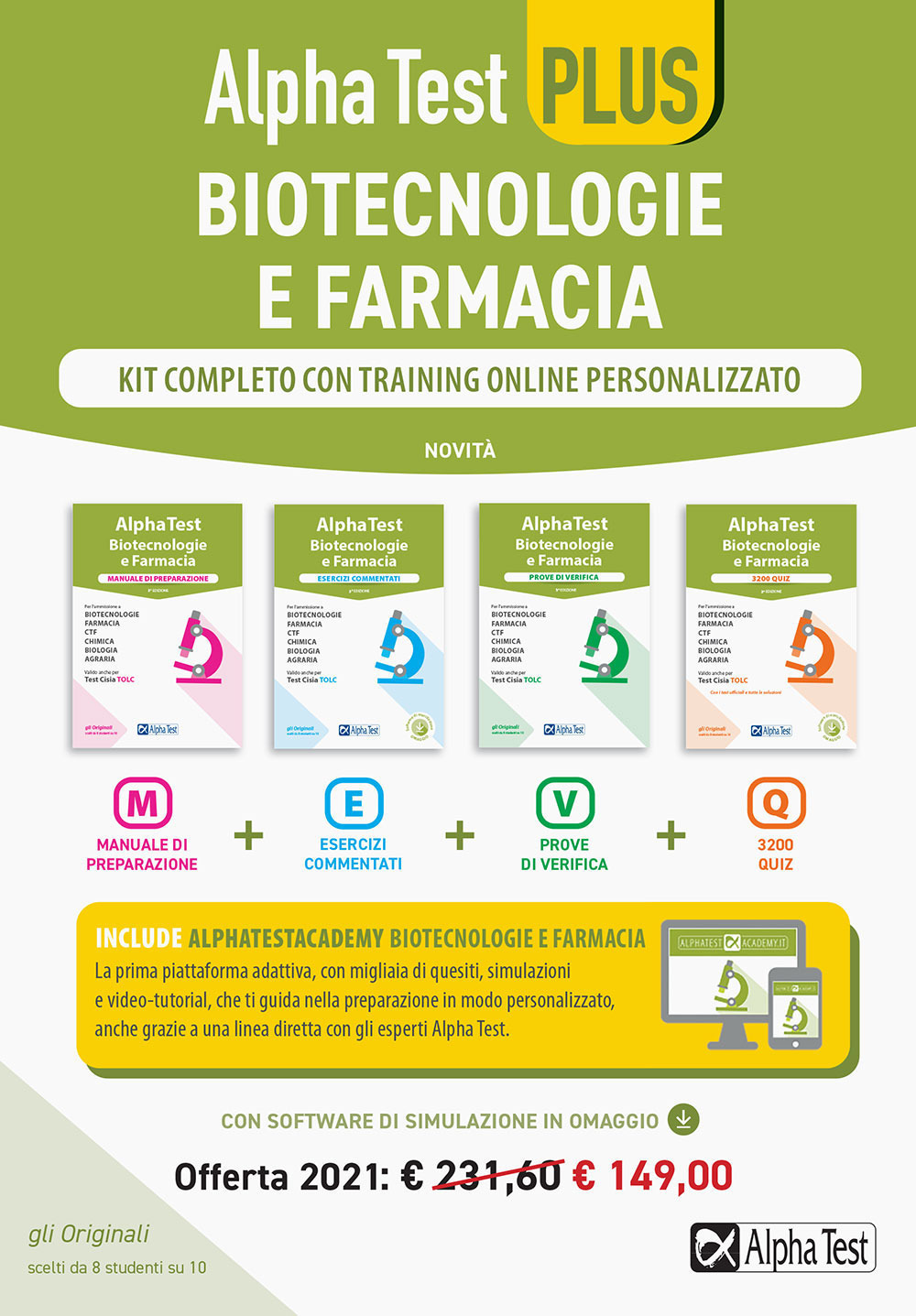 Alpha Test plus. Biotecnologie e farmacia. Kit completo di preparazione con training on line personalizzato. Con espansione online