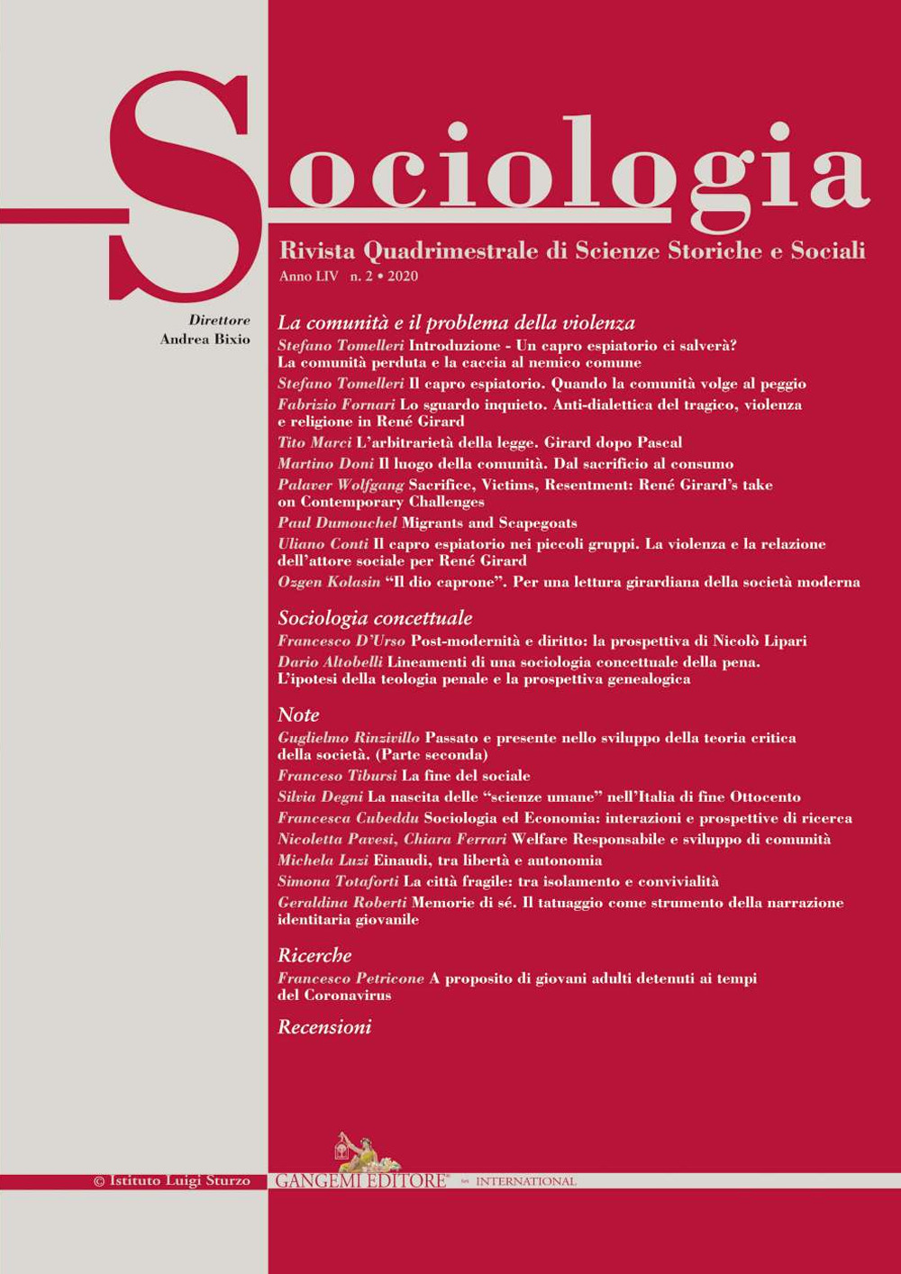 Sociologia. Rivista quadrimestrale di scienze storiche e sociali (2020). Vol. 2