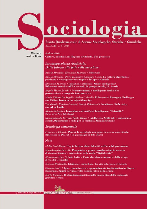 Sociologia. Rivista quadrimestrale di scienze storiche e sociali. Ediz. italiana e inglese (2024). Vol. 3