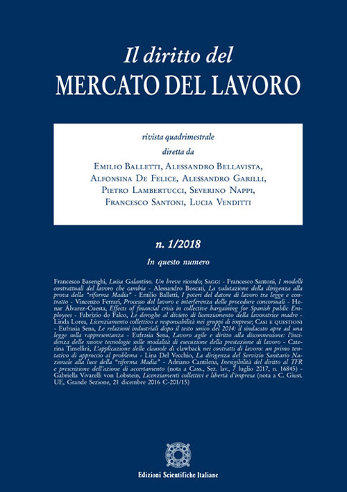 Il diritto del mercato del lavoro (2018). Vol. 1