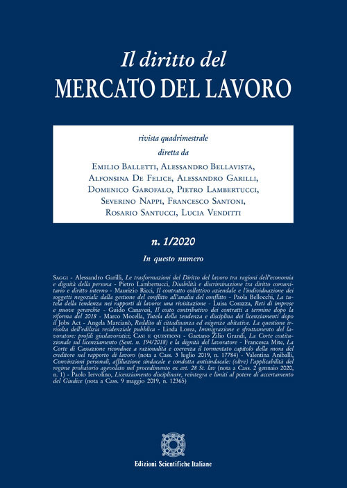 Il diritto del mercato del lavoro (2020). Vol. 1