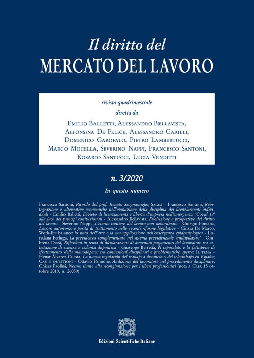 Il diritto del mercato del lavoro (2020). Vol. 3
