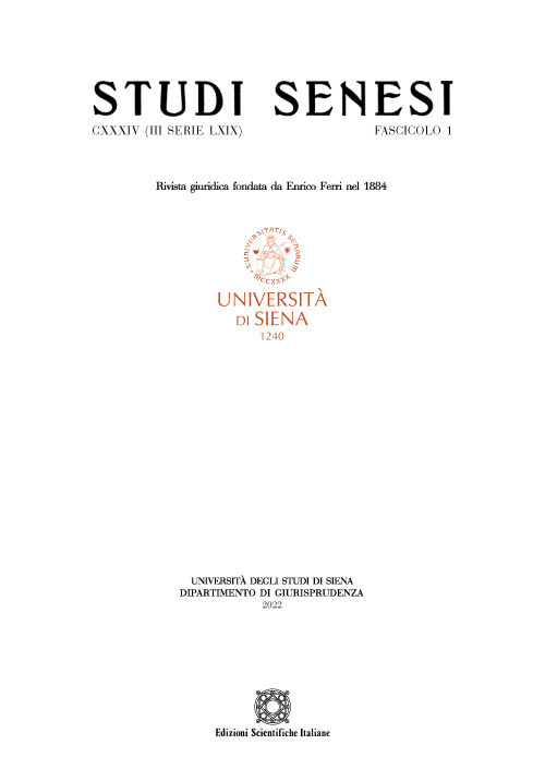 Studi senesi. Rivista giuridica (2022). Vol. 1