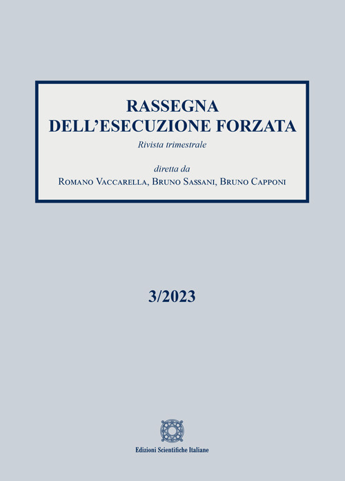 Rassegna dell'esecuzione forzata (2023). Vol. 3