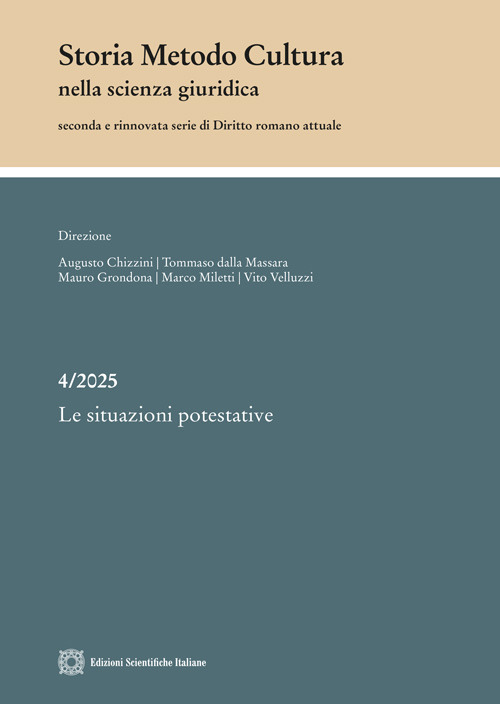 Storia metodo cultura nella scienza giuridica (2025). Vol. 4