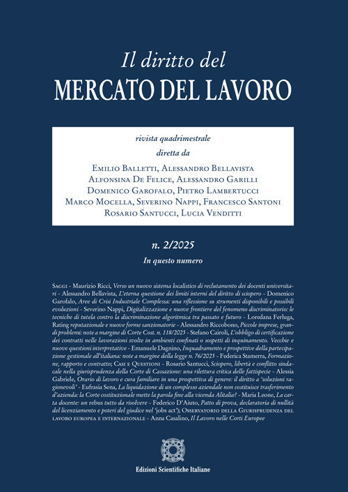 Il diritto del mercato del lavoro (2025). Vol. 2