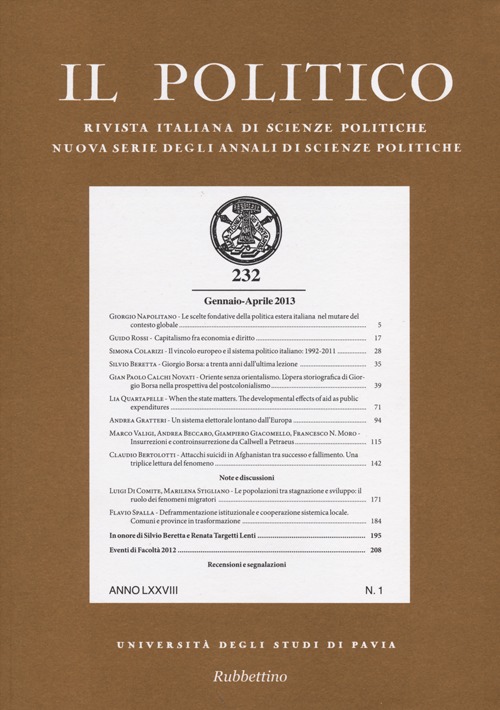 Il politico. Rivista italiana di scienze politiche (2013). Vol. 232