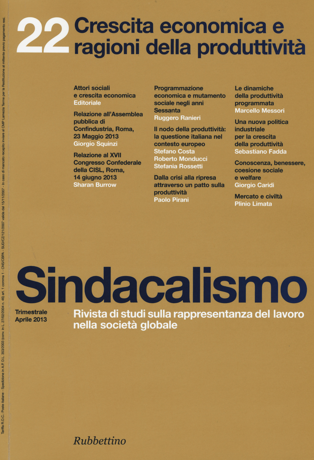 Sindacalismo (2013). Vol. 22