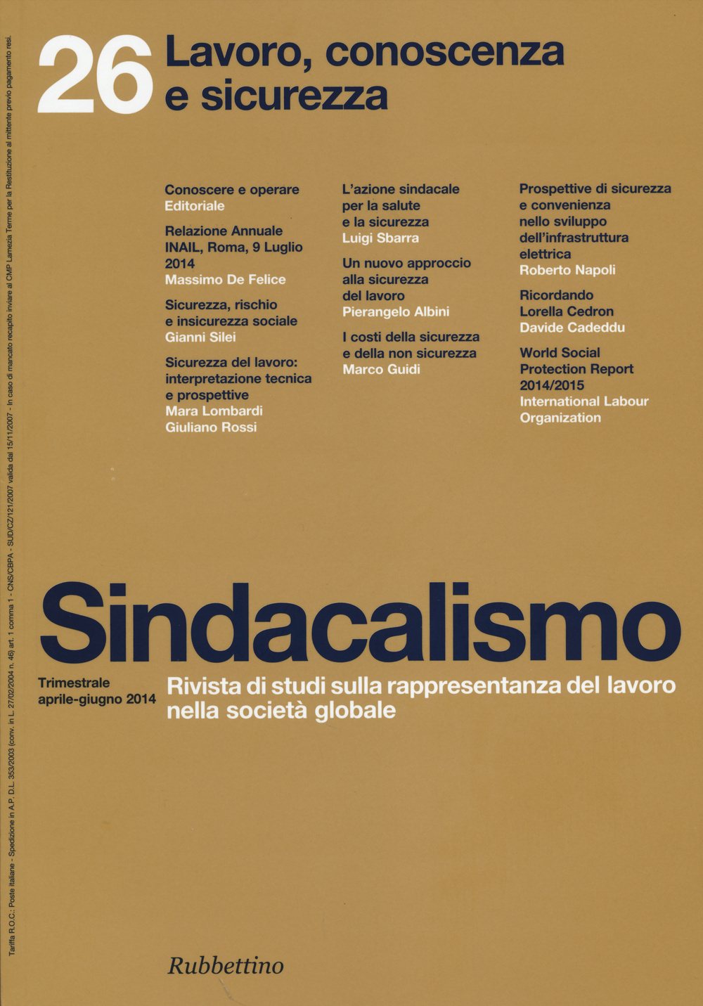 Sindacalismo (2014). Vol. 26