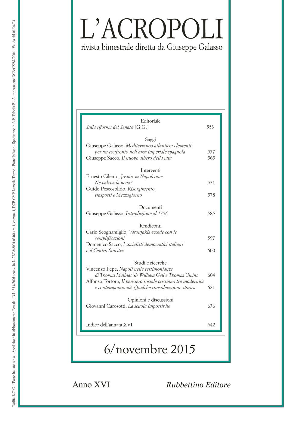 L'acropoli (2015). Vol. 6