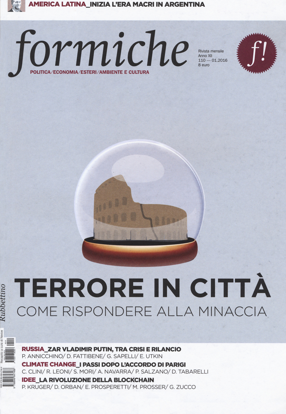 Formiche (2016). Vol. 110: Terrore in città. Come rispondere alla minaccia