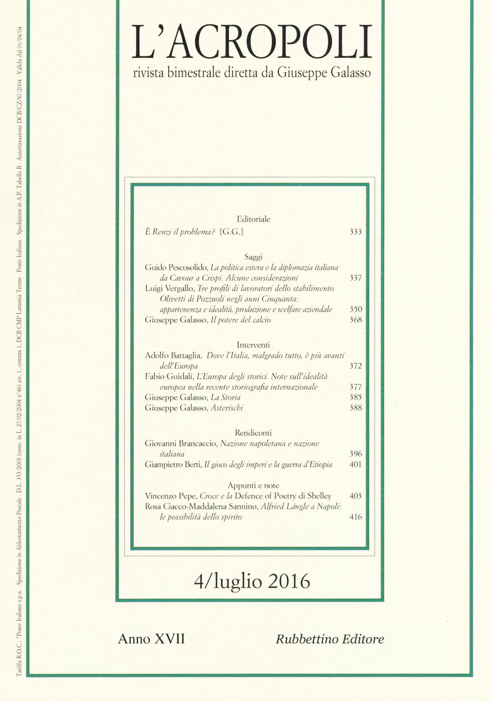 L'acropoli (2016). Vol. 4
