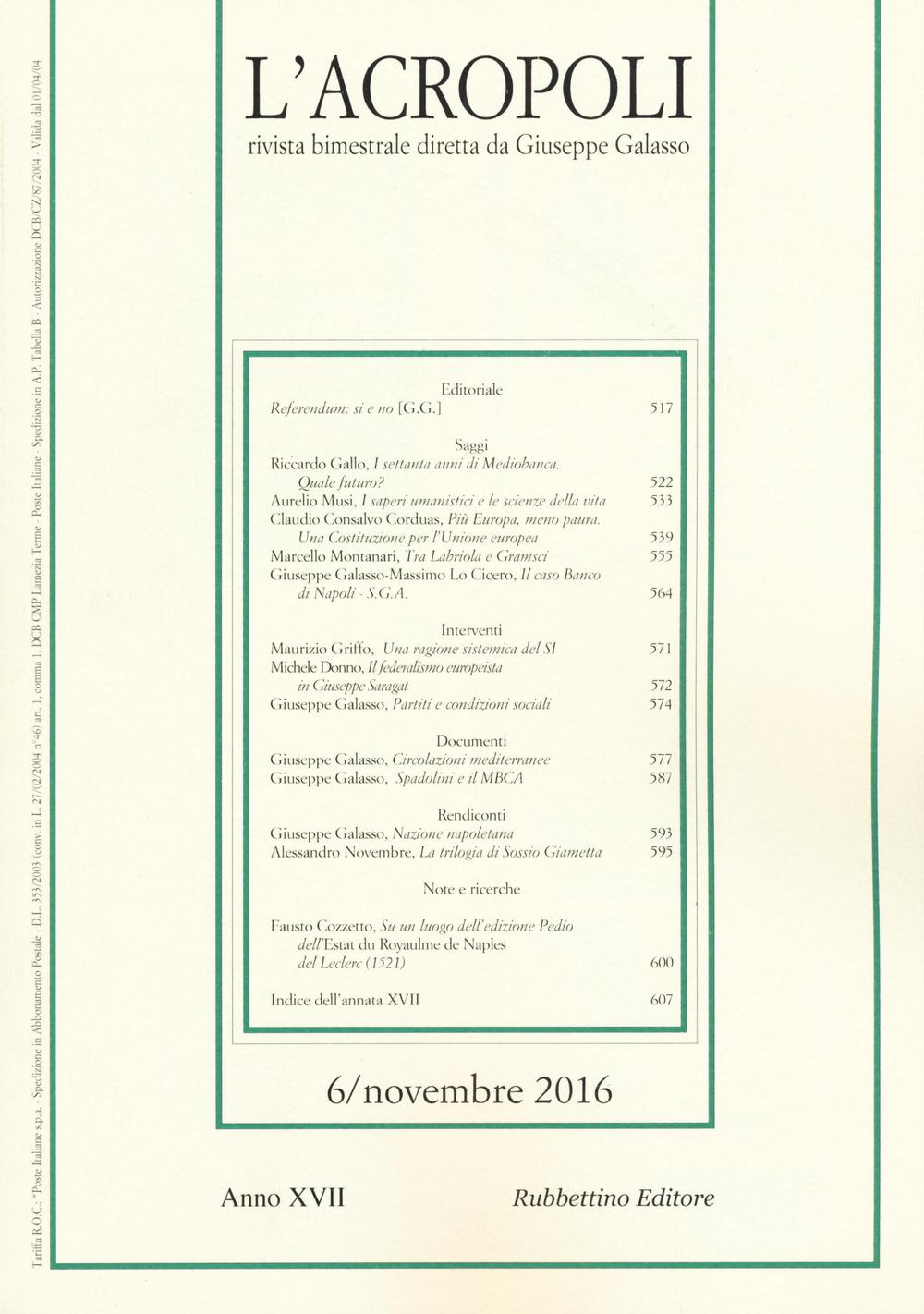 L'acropoli (2016). Vol. 6