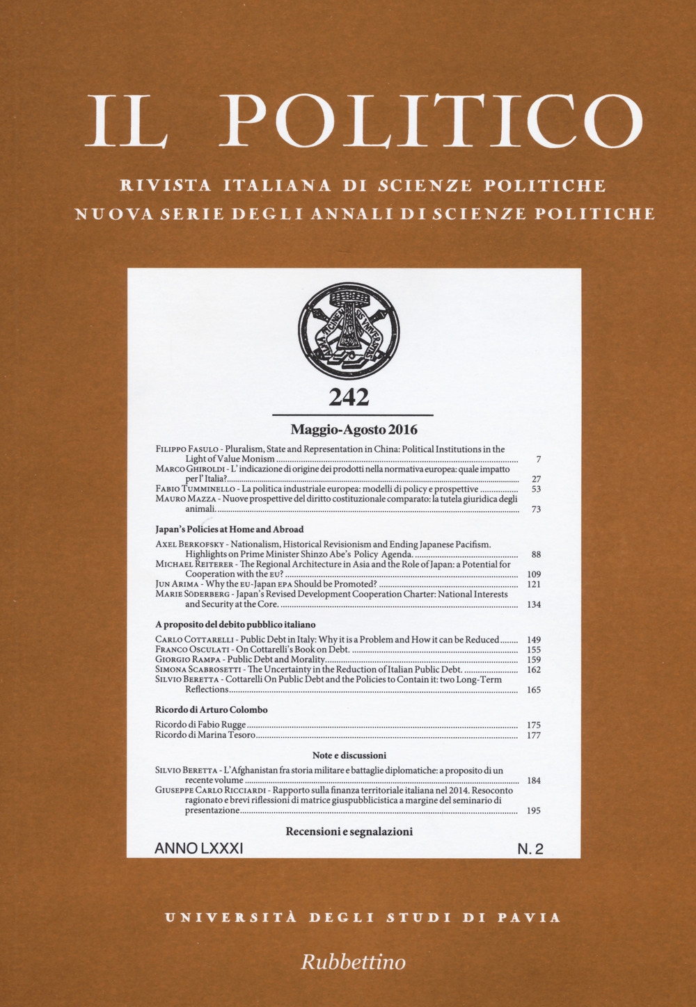 Il politico. Rivista italiana di scienze politiche (2016). Vol. 2