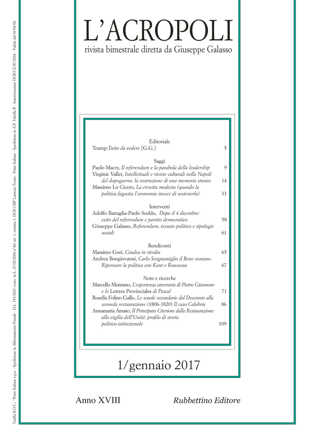 L'acropoli (2017). Vol. 1