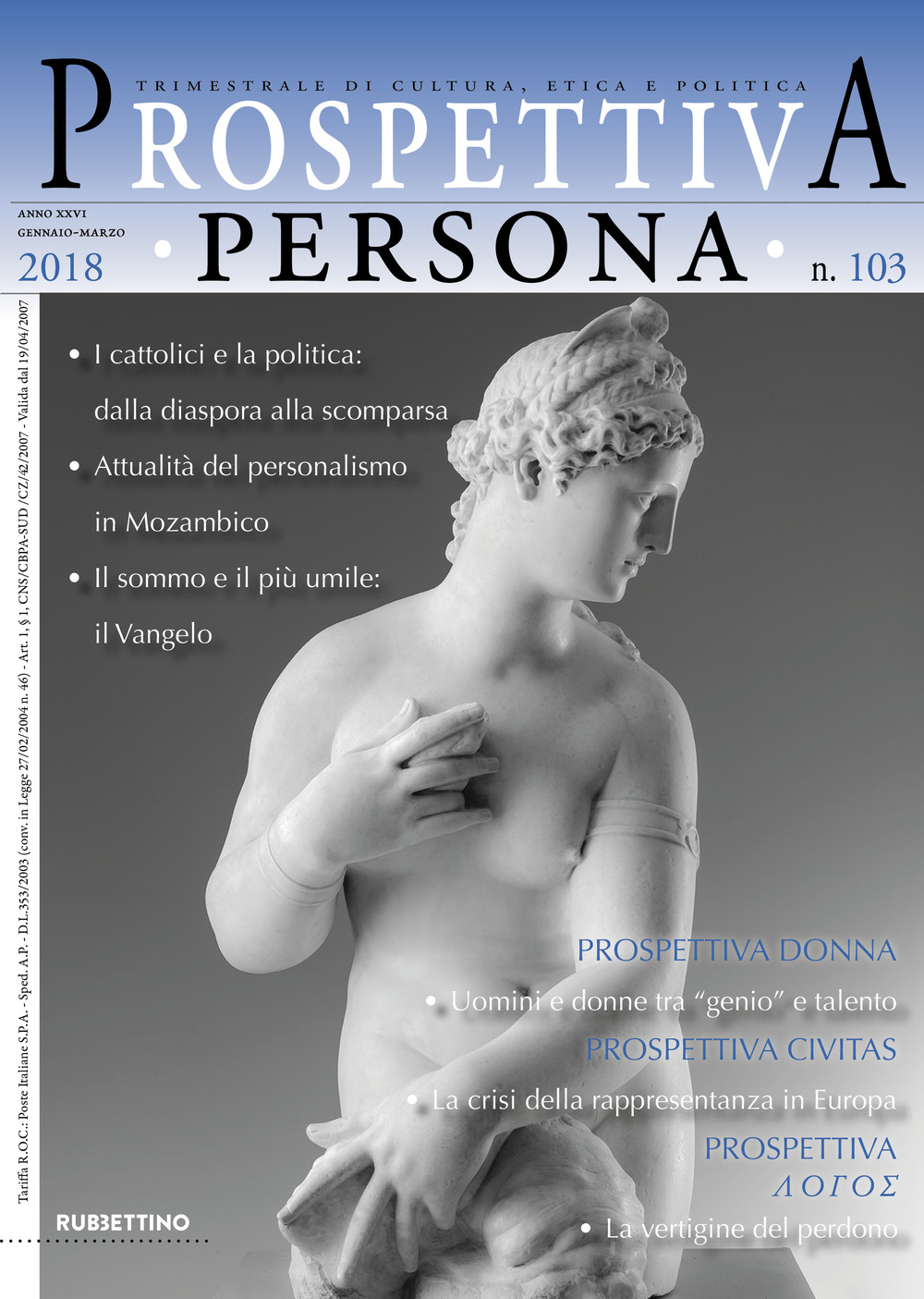 Prospettiva persona. Trimestrale di cultura, etica e politica (2018). Vol. 103: Gennaio-Marzo